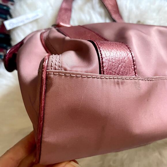 Celine Pink Nylon Triomphe Macadam Monogram Logo Shoulder Bag Purse 90's Y2K - Picture 8 of 16